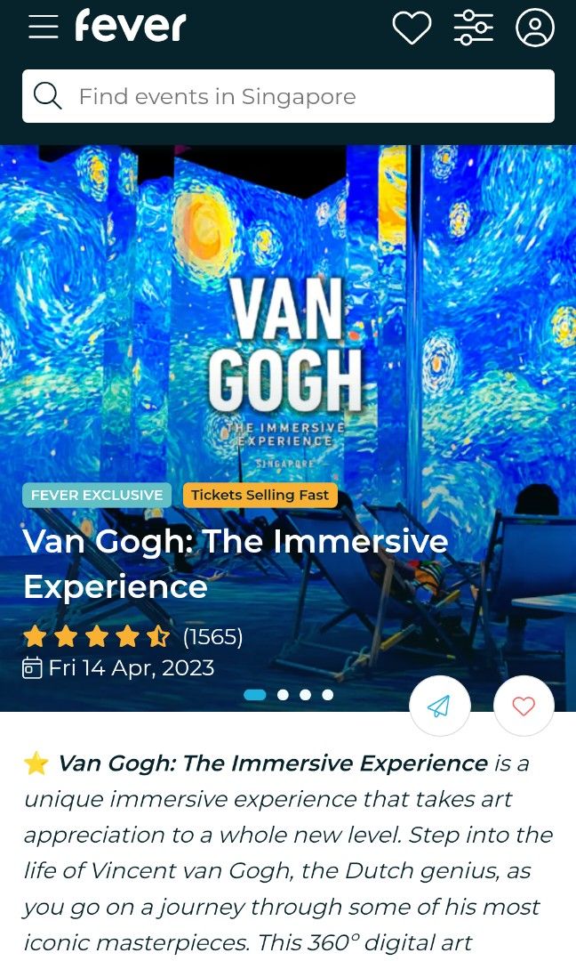 Van Gogh immersive experience tickets, Tickets & Vouchers, Event