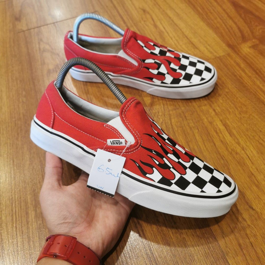 Vans checkerboard top red drip
