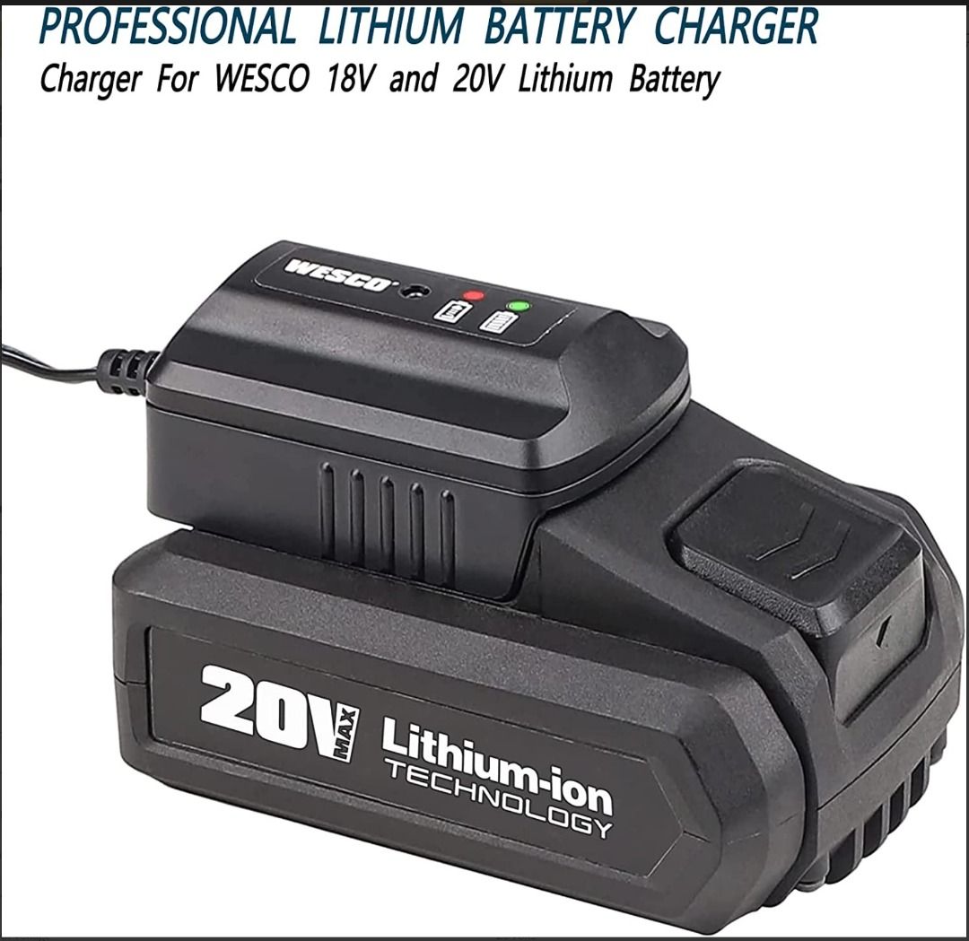 WESCO 20V MAX Battery Charger for WESCO Tools 18V and 20V Lithium Battery WS9924U Photography Photography Accessories Batteries Chargers on Carousell