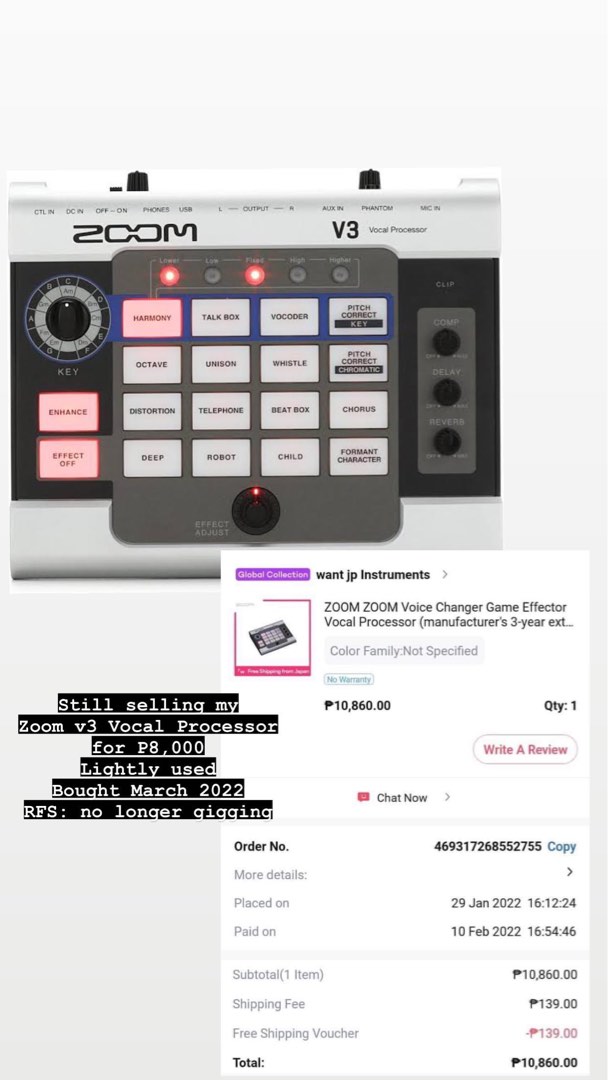 Zoom V3 Vocal Processor, Audio, Other Audio Equipment on Carousell