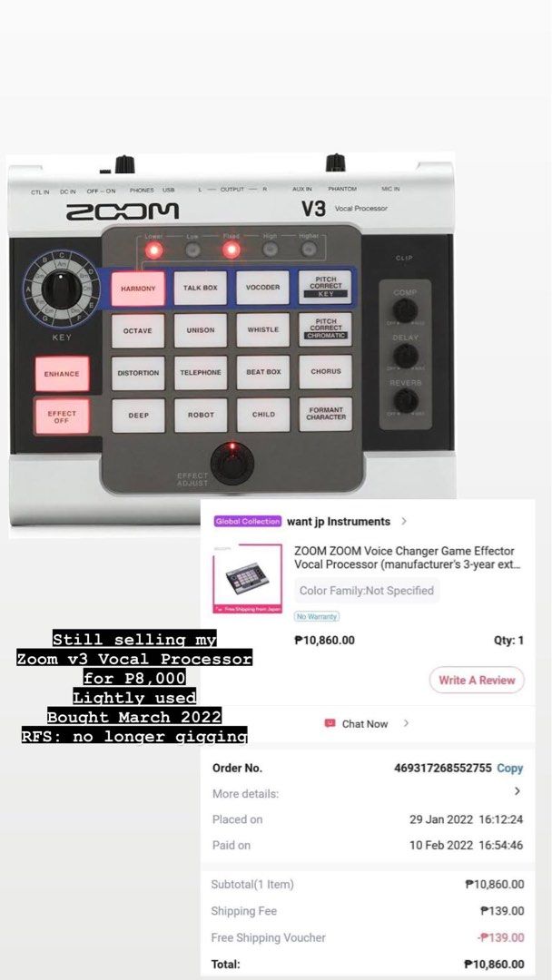 Zoom V3 Vocal Processor, Audio, Other Audio Equipment on Carousell