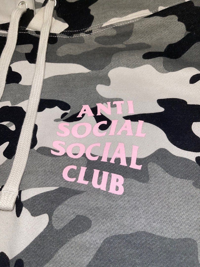 100 Legit ASSC Hoodie Snow Camo Pink Men s Fashion Tops Sets