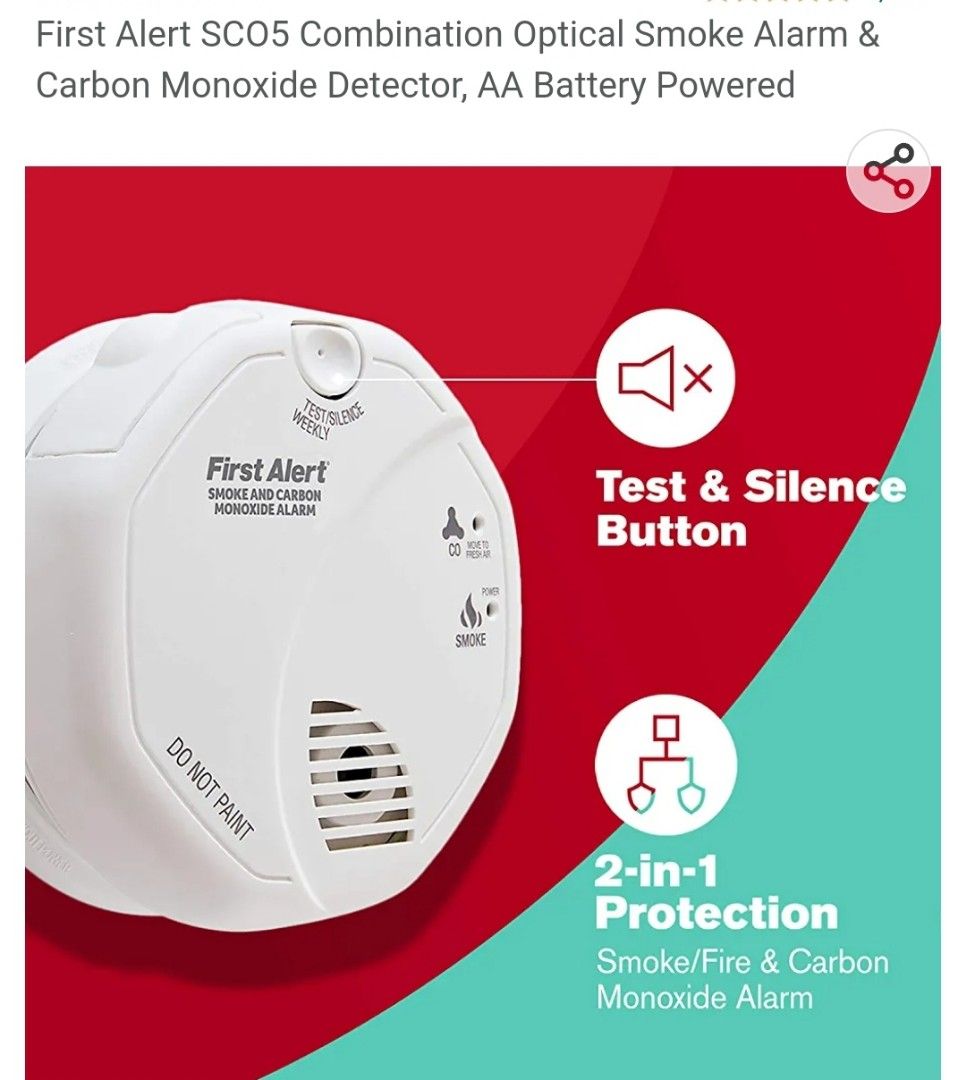 2in1 Smoke and Carbon Monoxide Alarm, TV & Home Appliances, Other Home