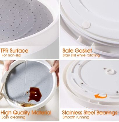 360 Degree Rotating Spice Rack Spice Tray Turntable Non-Skid Kitchen ...