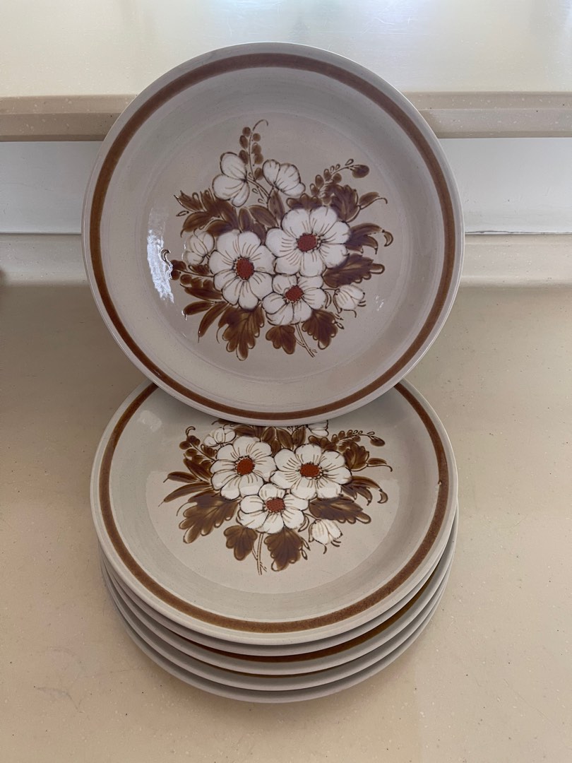 6Piece Handpainted Stoneware Plates, Furniture & Home Living