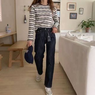 正韓 EUNN 完美刷色直筒牛仔褲