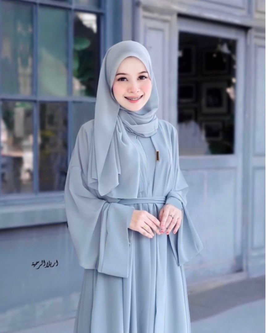 Ash colour abaya sale