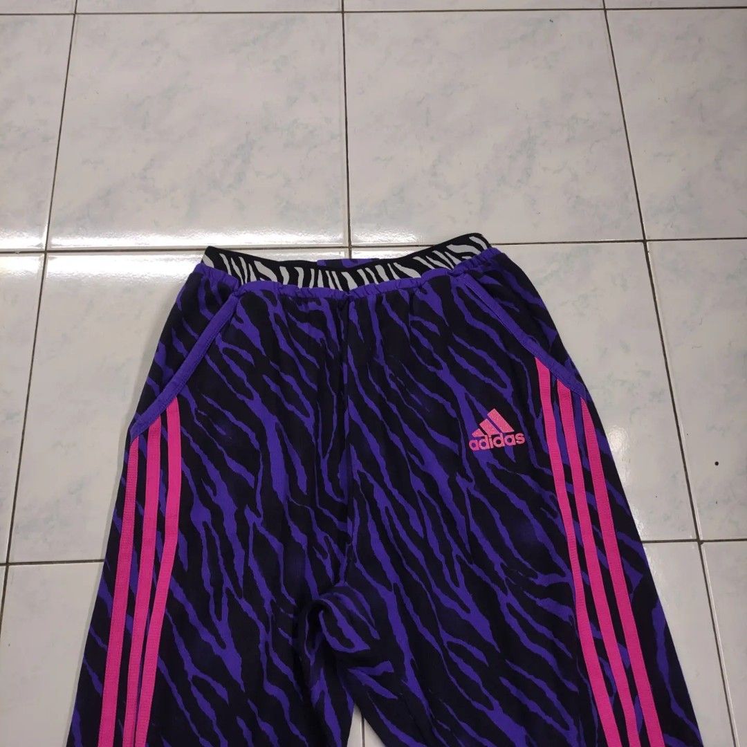 Adidas Relaxed Fit Zebra Design 3 Quarter Pants Purple, Men's Fashion