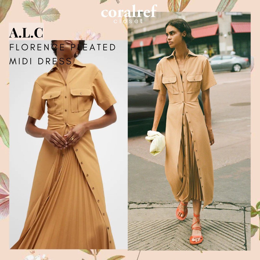 ALC Florence Pleated Midi Dress