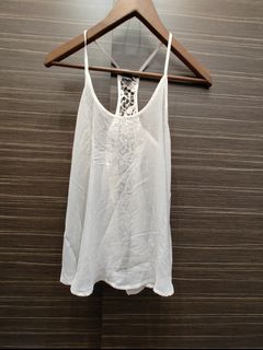 American Dream Lace Back Sheer Racer Back Tank Top XS