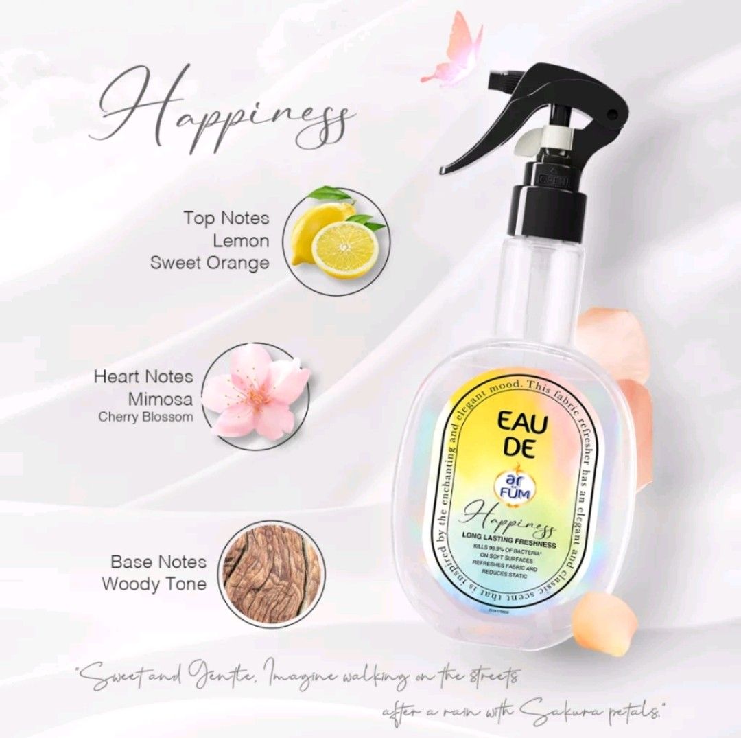 Ar fum fabric Refresher spray, Happiness, 250ml, Furniture & Home