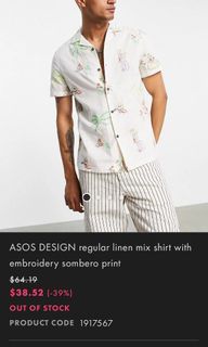 ASOS Men Cowboy Embroidered Linen Shirt