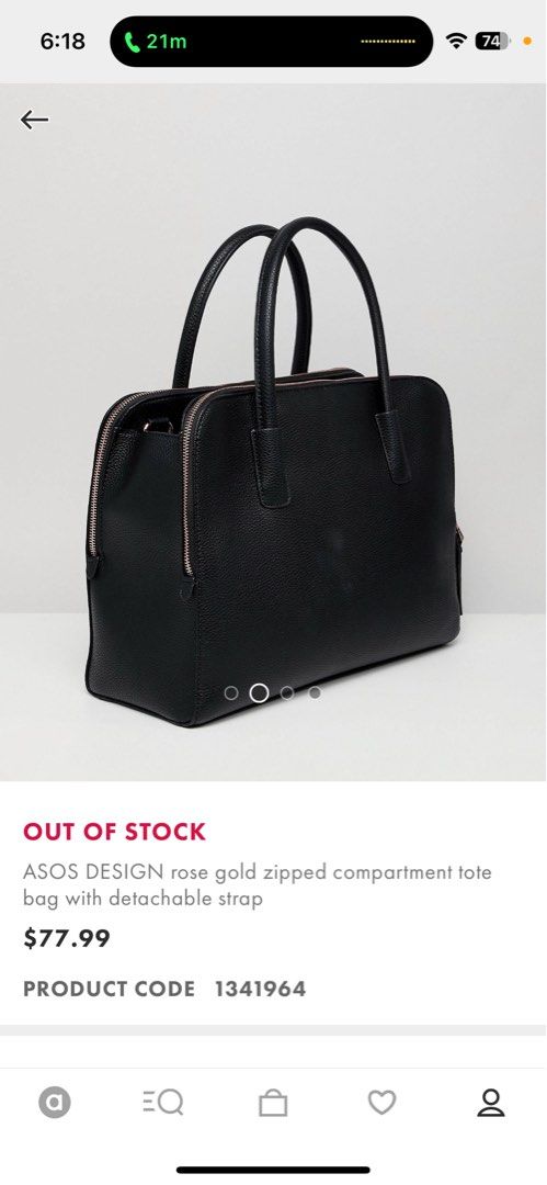 Asos design rose gold zipped compartment tote bag with detachable strap deals