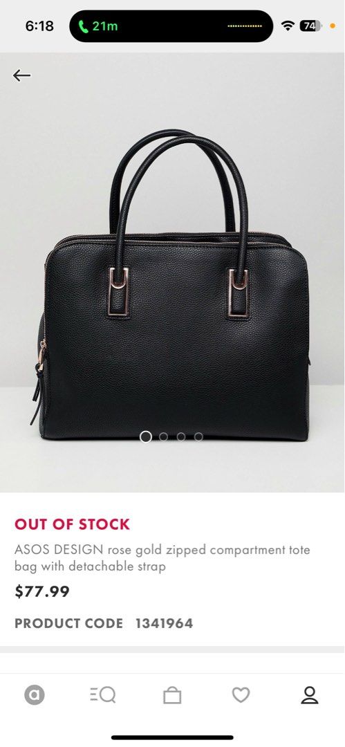 ASOS Rose Gold Black Bag Zipped Compartment with Detachable Strap Women s Fashion Bags Wallets Shoulder Bags on Carousell