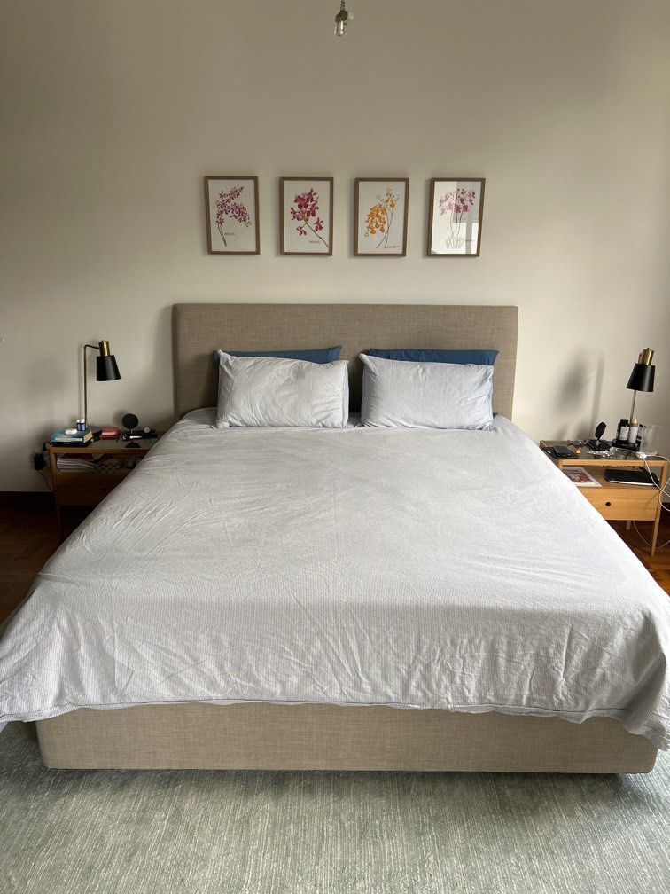 Australian King size bed (with headboard and storage drawers) and