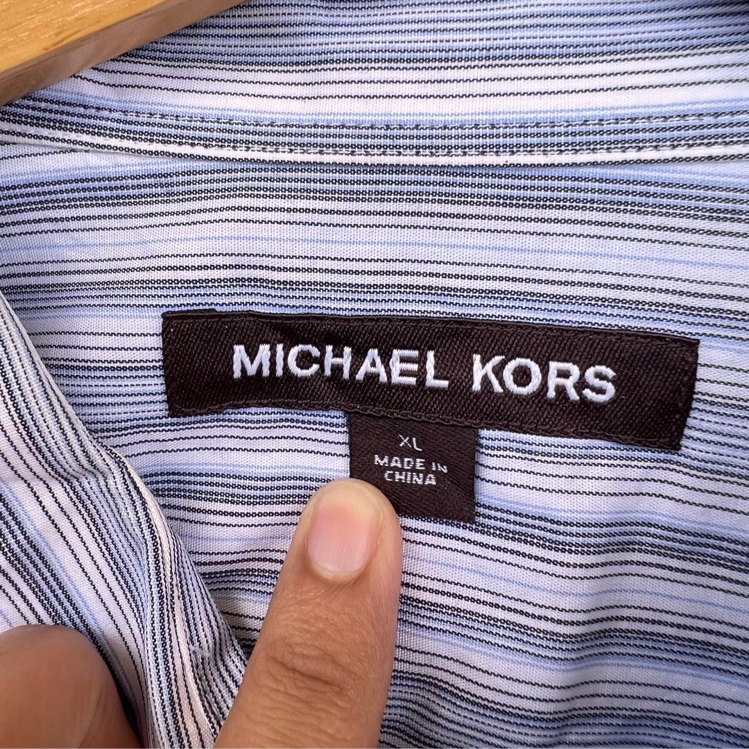 Authentic Michael Kors Stripes Formal Button Ups Shirt, Men's Fashion, Tops  & Sets, Tshirts & Polo Shirts on Carousell