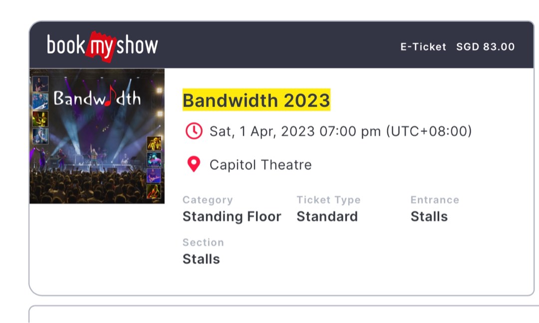 Bandwidth 2023 standing tickets, Tickets & Vouchers, Event Tickets on