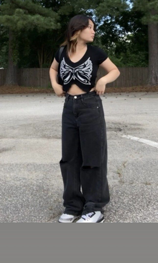 Black baggy shop ripped jeans