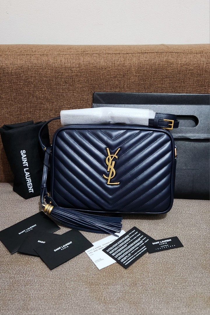 BNEW YSL Camera Bag (Navy Blue), Luxury, Bags & Wallets on Carousell