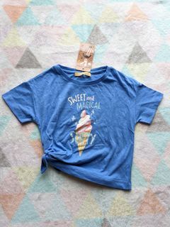 BNWT GINGERSNAPS 'Sweet & Magical' Blue Rouched Side Tee