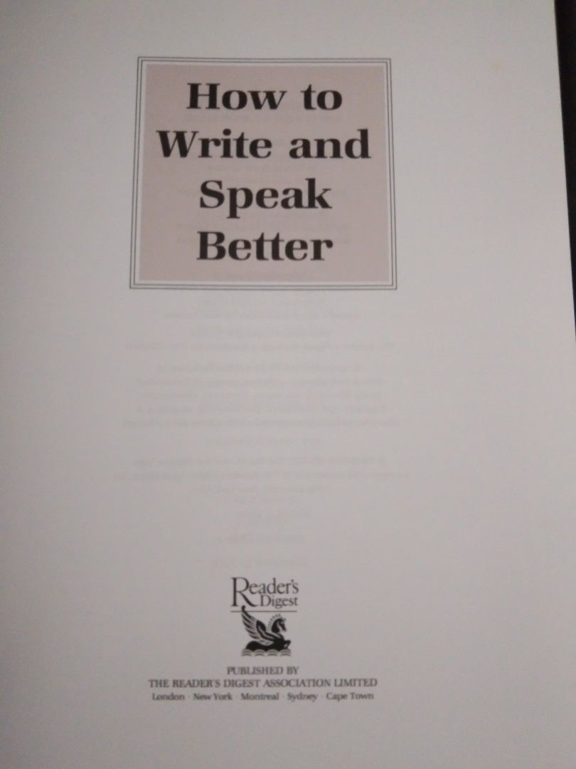 Book How to Write & Speak Better, Hobbies & Toys, Books & Magazines