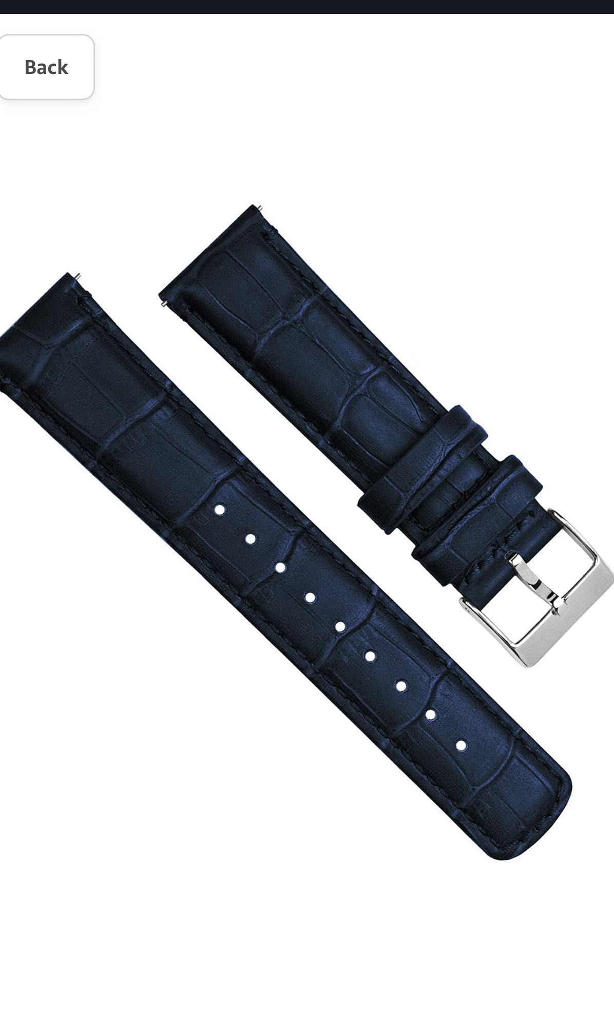 Brand New Navy Blue Leather Watch strap with embossed alligator
