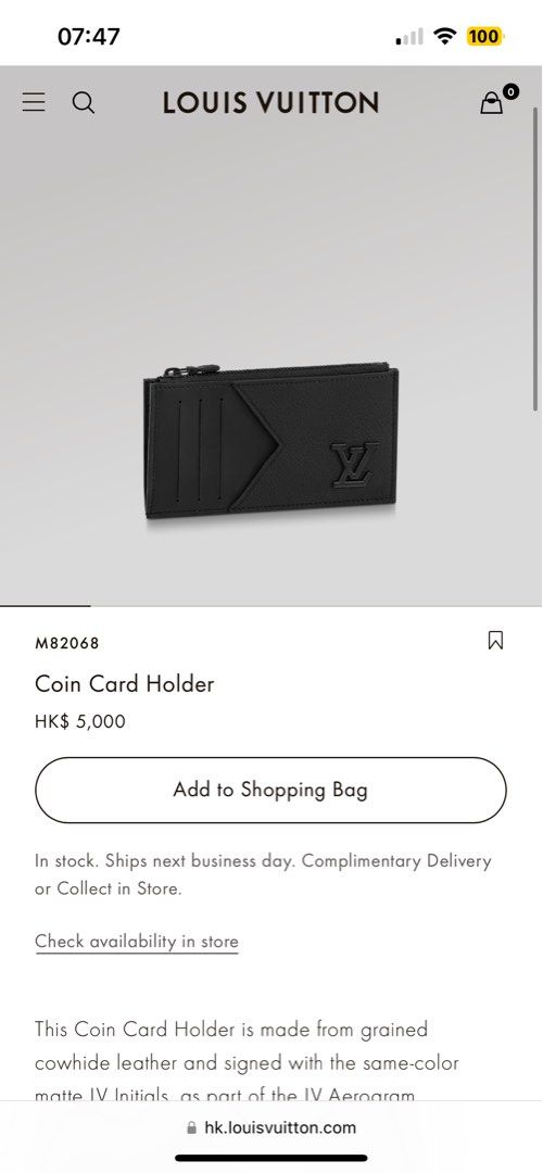 Louis Vuitton M82068 Coin Card Holder , Black, One Size