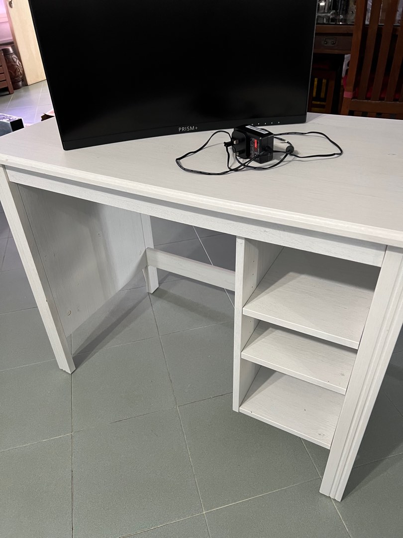 BRUSALI white desk from IKEA, Furniture & Home Living, Furniture, Tables & Sets on Carousell