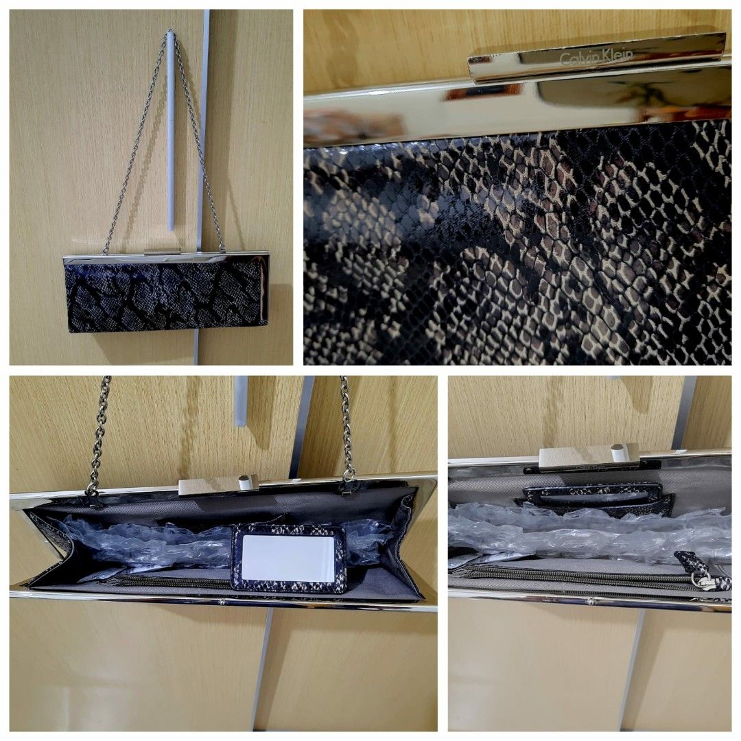 Calvin Klein Clutch Snakeskin Leather Authentic