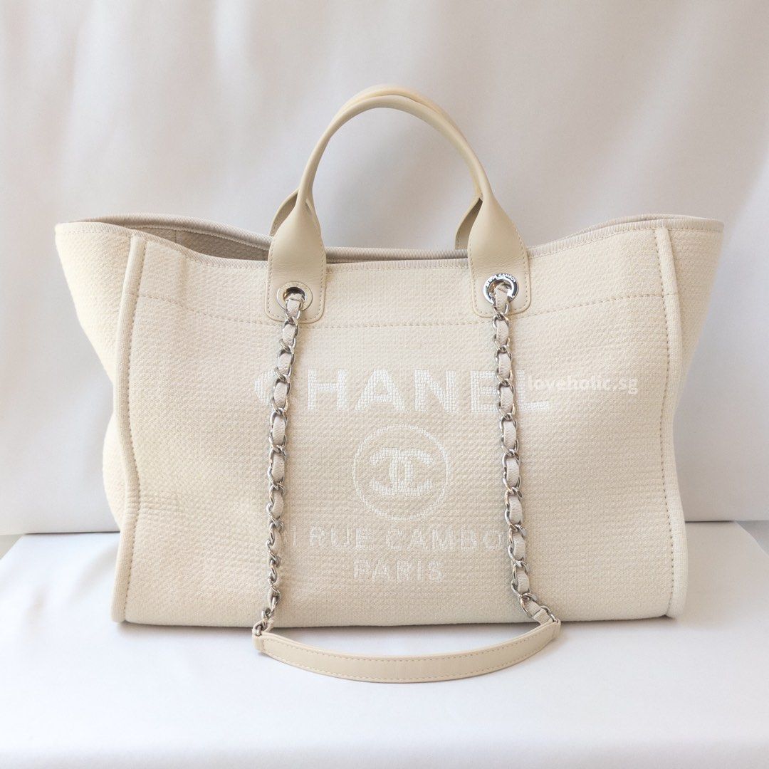 Chanel 2021 Ivory/ Gold Large Deauville Shopping Tote Bag at 1stDibs  chanel  deauville tote 2021, chanel tote bag, chanel deauville tote bag 2021