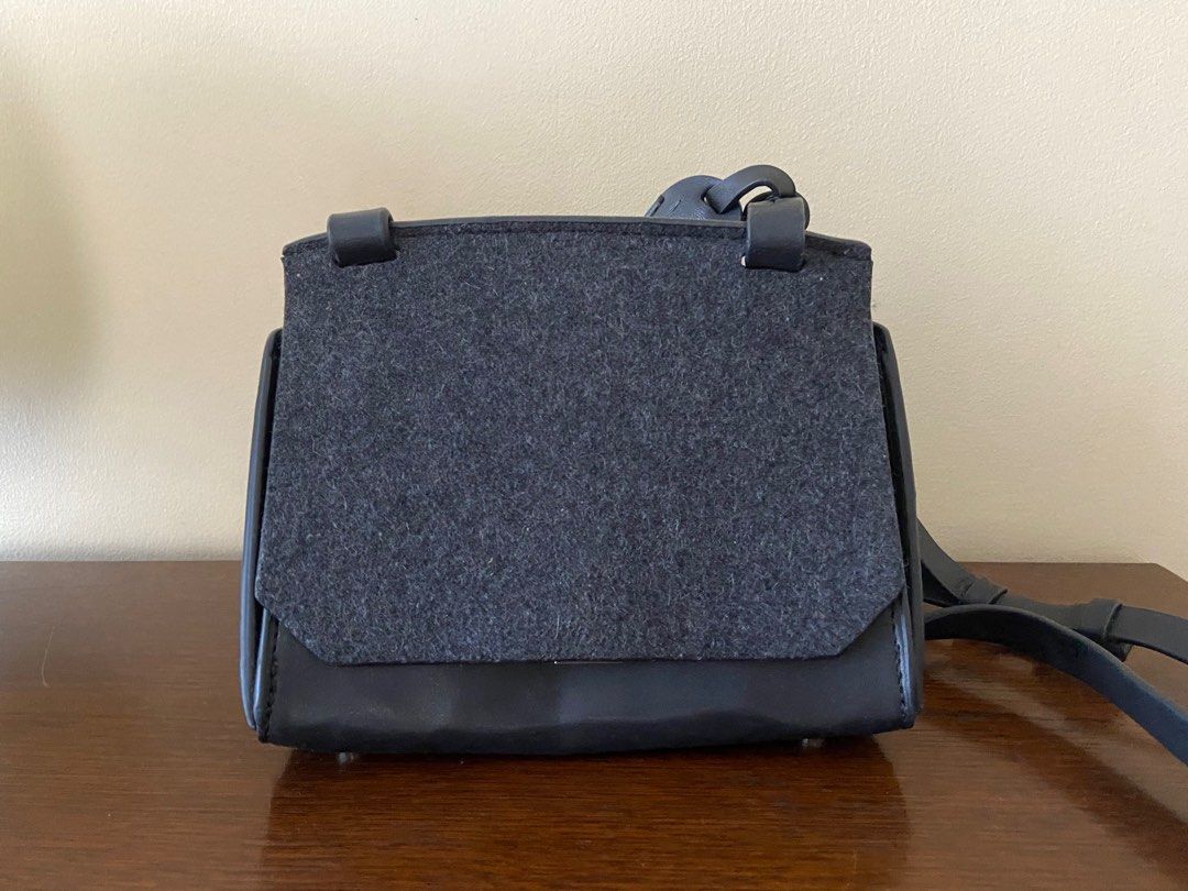 Charles & Keith Black Bag (Category: Cross-body Bags) located in Marikina City. Submitted by beinginspace (Listing ID 1222897047, Image 1). Description: Pu leather with felt flap top Rarely used but flaws and creases from storage Flaws include pu leather peeling. All shown in pictures 20 (w) x 15 (l) x 10 (d) cm.