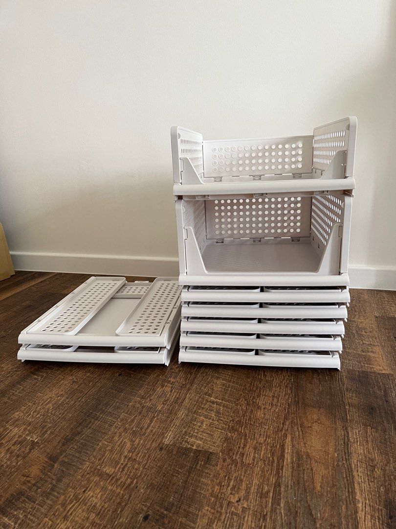 Collapsible stackable storage drawer shelf, Furniture & Home Living, Home Improvement