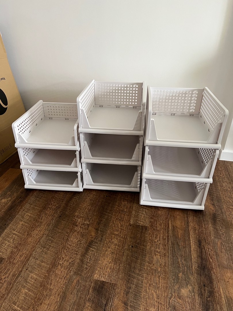 Collapsible stackable storage drawer shelf, Furniture & Home Living, Home Improvement