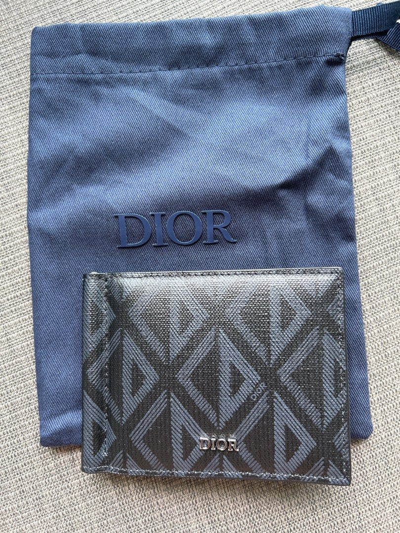 Card Holder with Bill Clip Dior Gray CD Diamond Canvas