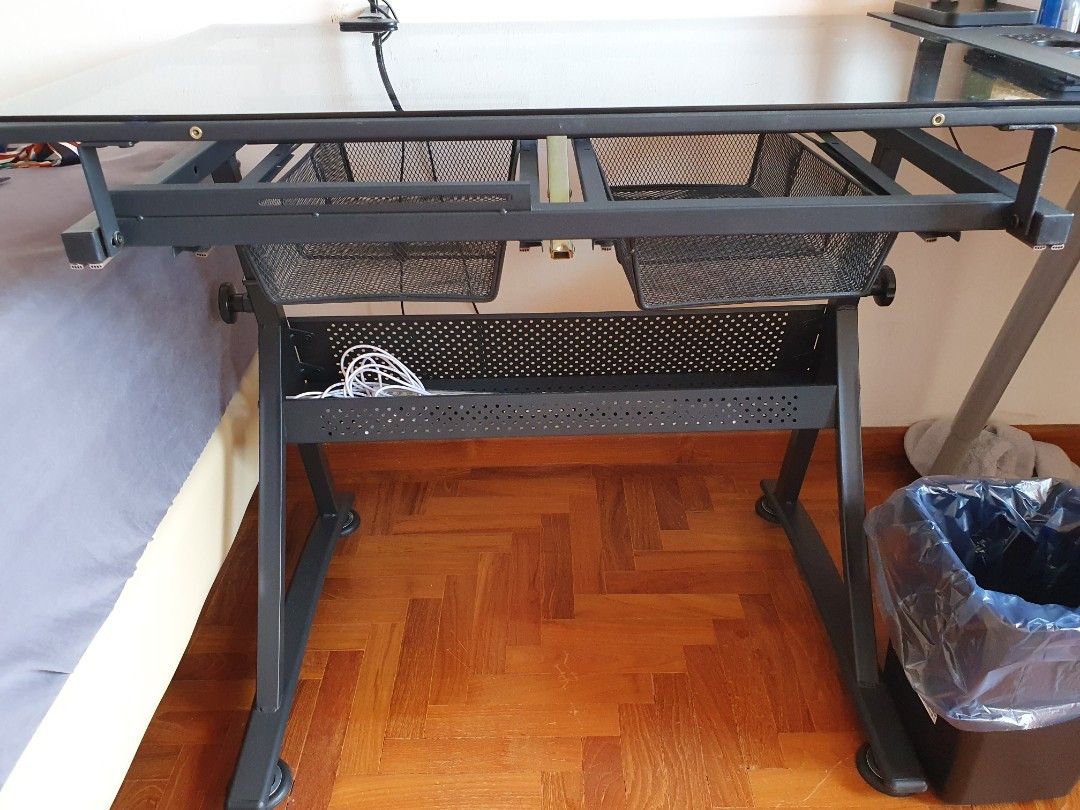 (SALE!) Glass Drafting table, Furniture & Home Living, Furniture