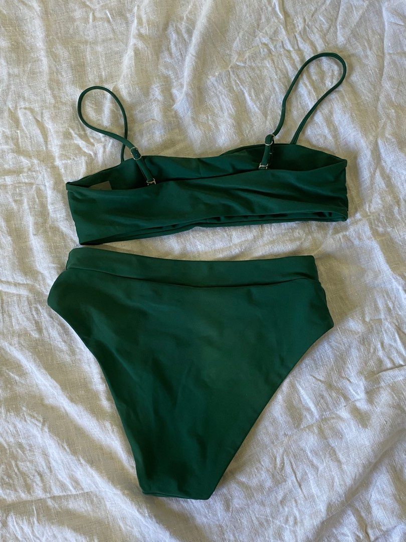 Metallic Green High Waist Bikini Bottom main image 1