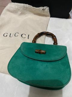 Gucci mini 竹節色 vintage 袋 中古 罕有 麂皮