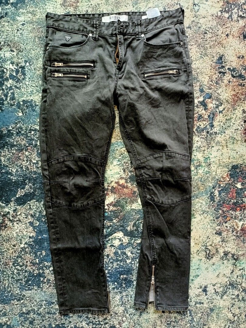 guess zipper pants jeans