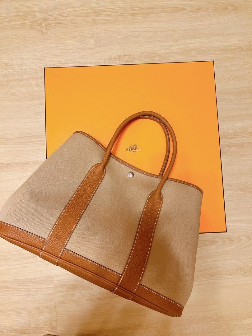 Hermes Garden Party bag 36/PM Trench/Gold Cotton canvas/Negonda