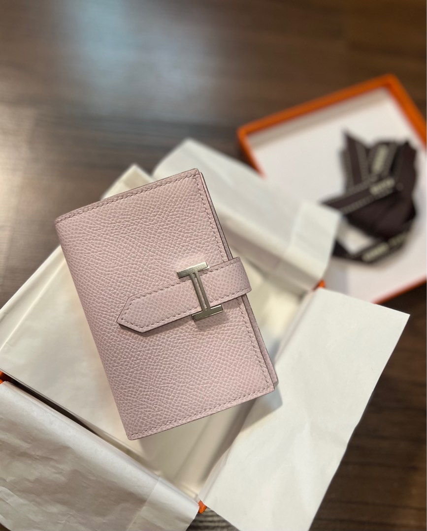 Hermes Bearn Card Holder Epsom Mauve Pale Palladium Hardware