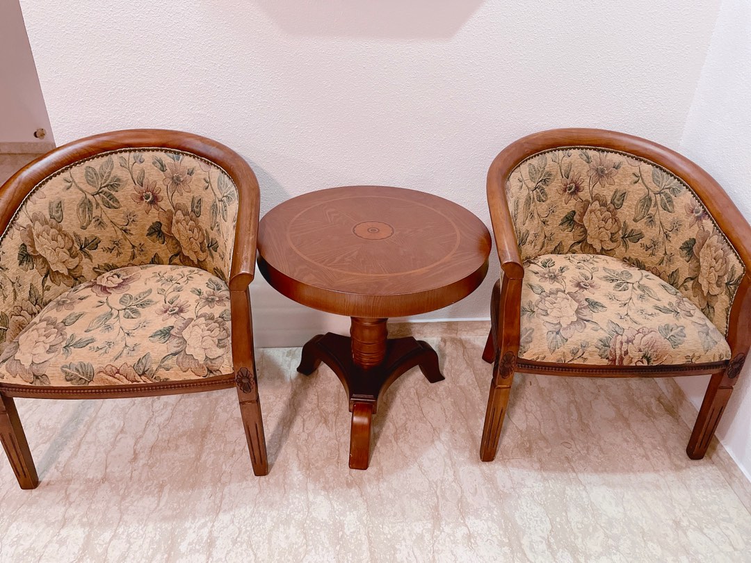 HK Design Chair & Side table Set, Furniture & Home Living, Furniture