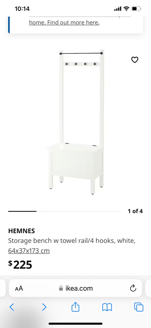 Hemnes storage bench with cheap towel rail