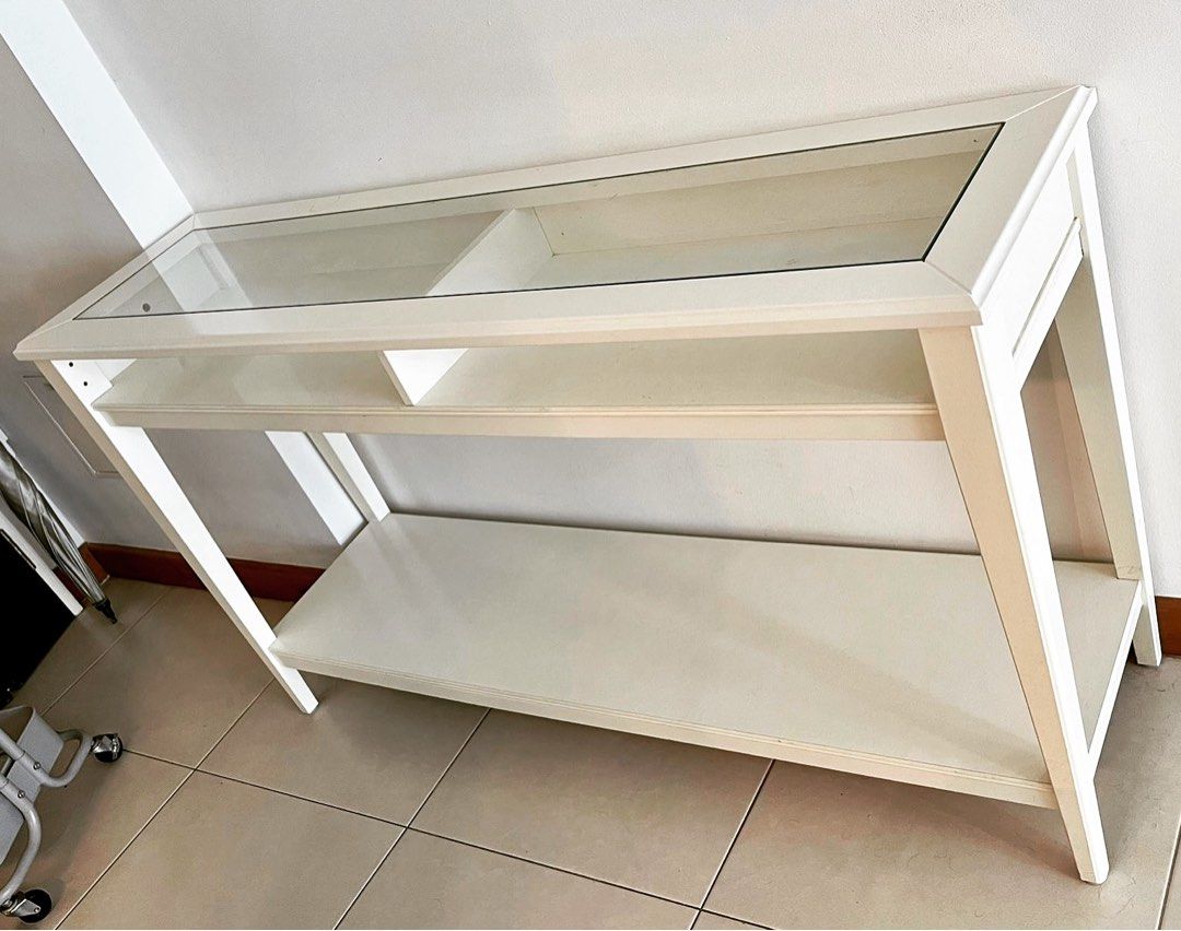Ikea Liatorp Console Table white with glass top, Furniture & Home