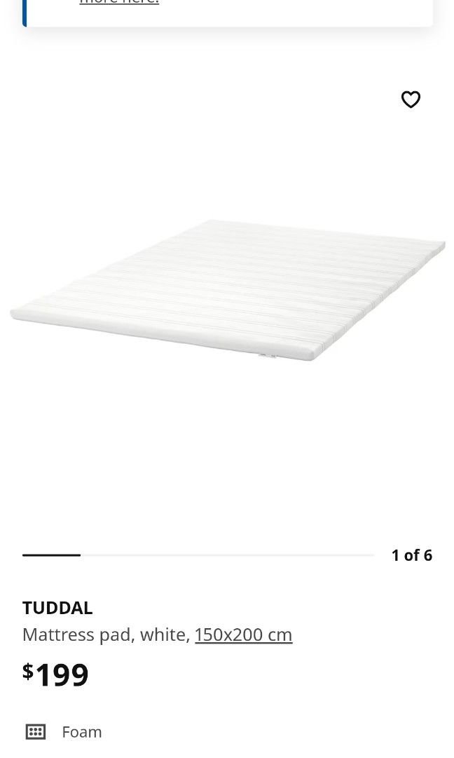 IKEA mattress pad TUDDAL, Furniture & Home Living, Furniture, Bed