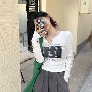 INSTOCKS Graphic long sleeve top - white black