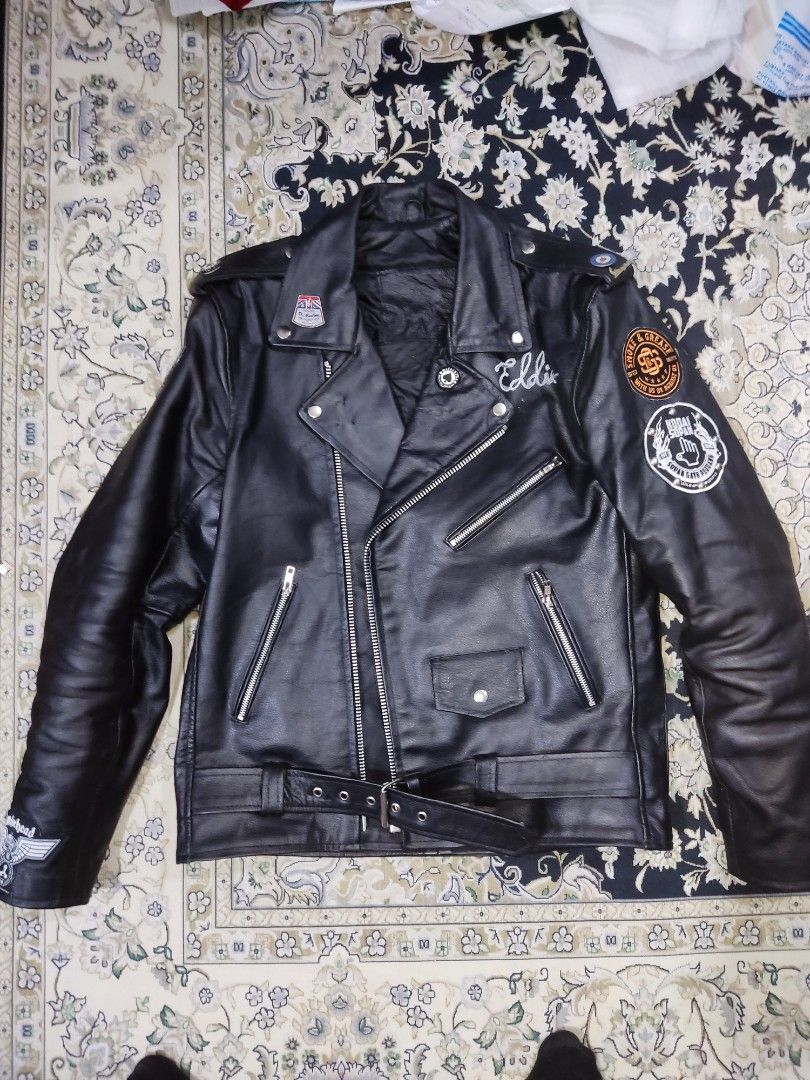 Jacket Bikers Ramones style motorhead GENUINE LEATHER L size