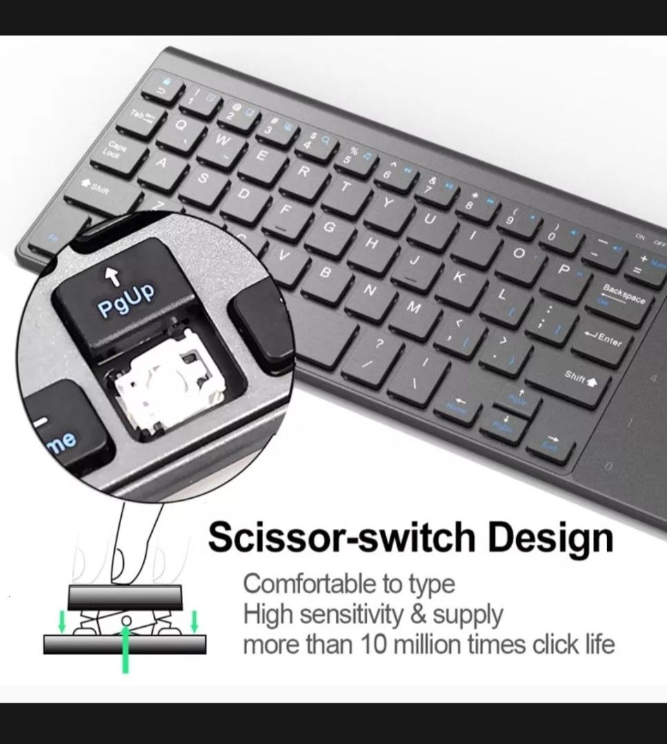 Jelly Comb 2.4G Wireless Keyboard with Number Touchpad Mouse, Computers