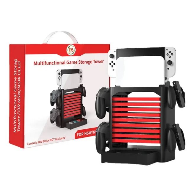 JYS Multi-Function Storage Tower Bracket Holder Stand Shelf for Switch Game Disc Card Switch Console Pro Controller Switch Accessories for Nintendo Switch (Category: Cases & Covers) located in Las Pinas. Submitted by techsmartph (Listing ID 1222924248, Image 3). Description: * EASY TO USE: The storage bracket is easy to assemble, saves space and has a wide range of functions. * HIGH-QUALITY MATERIALS: Made of high-quality materials, super wear-re