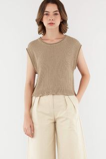 (M) BNWT TEM Theeditorsmarket The Editor's Market Alyra Knit Vest Top - Peanut