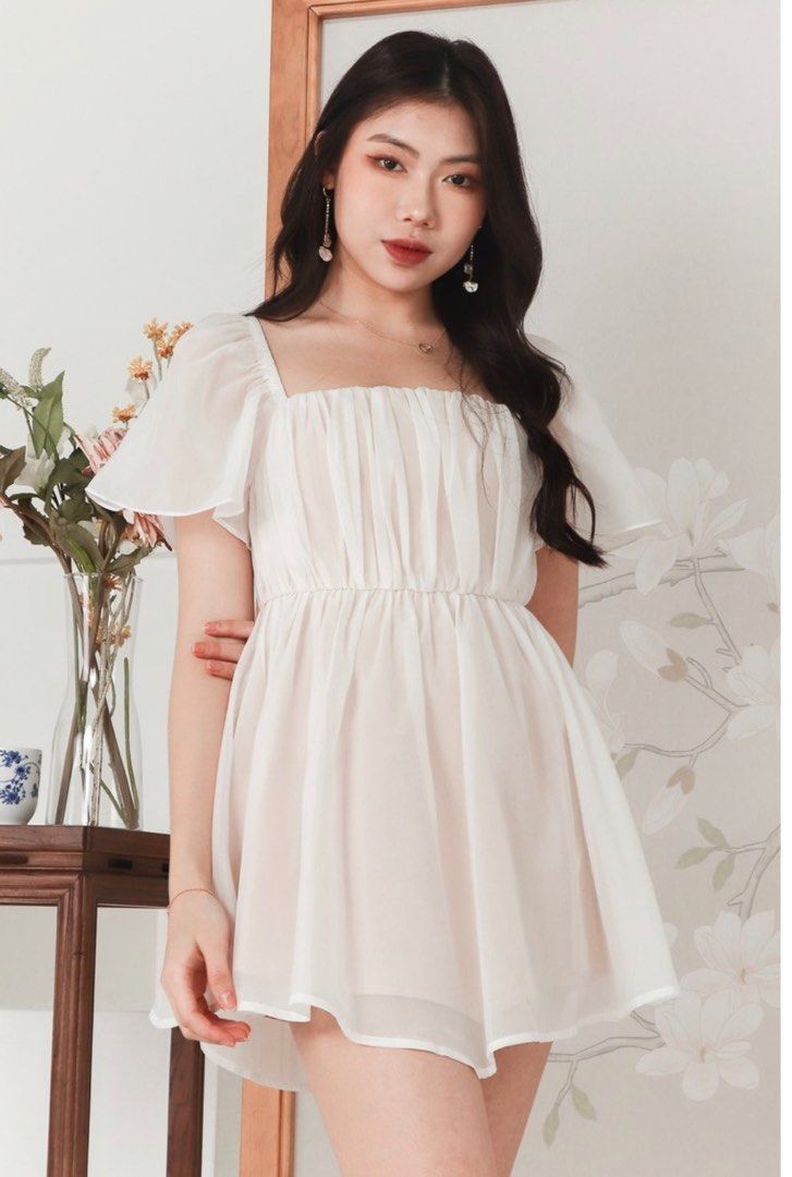 knee length dresses for ladies Madeline Lace Dress (airy blue) – INDIE BLUE main image 1